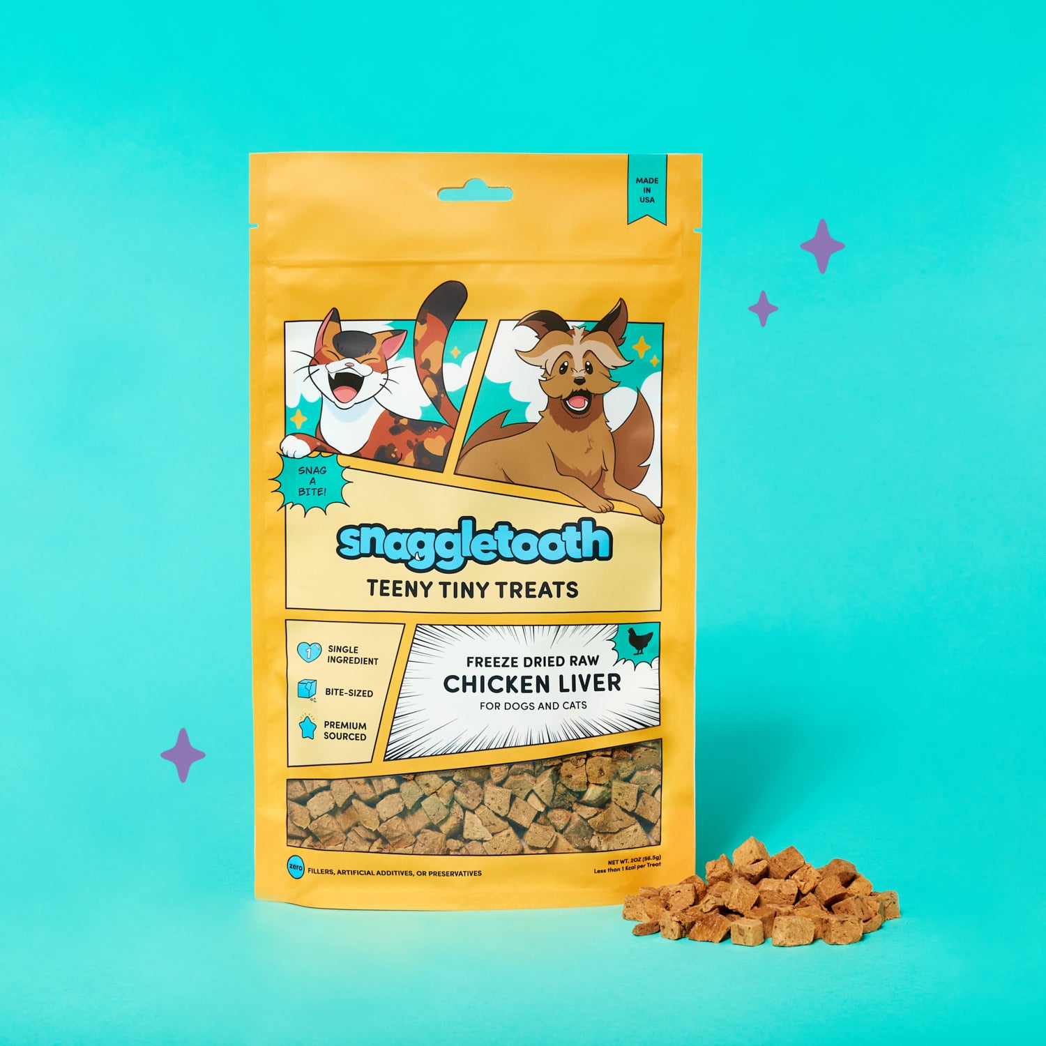 Snaggletooth Teeny Tiny Treats - Freeze Dried Raw Chicken Liver - front of bag 