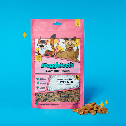 Snaggletooth Teeny Tiny Treats - Freeze Dried Raw Duck Liver - front of bag