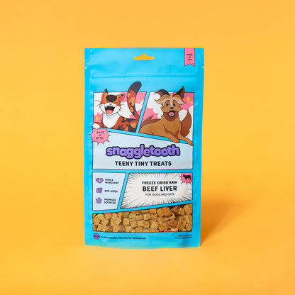 Snaggletooth Teeny Tiny Treats - Freeze Dried Raw Beef Liver - front of bag