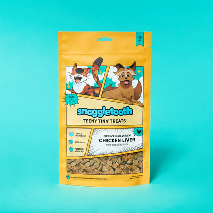 Snaggletooth Teeny Tiny Treats - Freeze Dried Raw Chicken Liver - front of bag