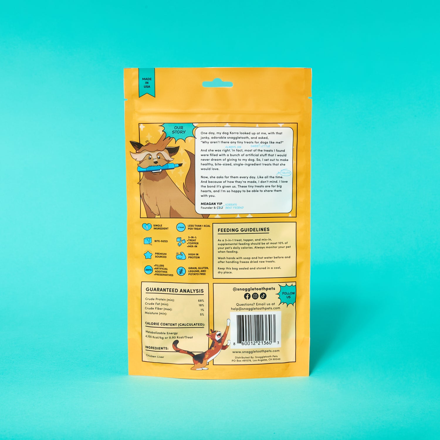 Snaggletooth Teeny Tiny Treats - Freeze Dried Raw Chicken Liver - back of bag